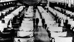Universal History Archive/Universal Images Group via Getty Images A warehouse converted to keep infected people quarantined during the Spanish flu pandemic in Brazil
