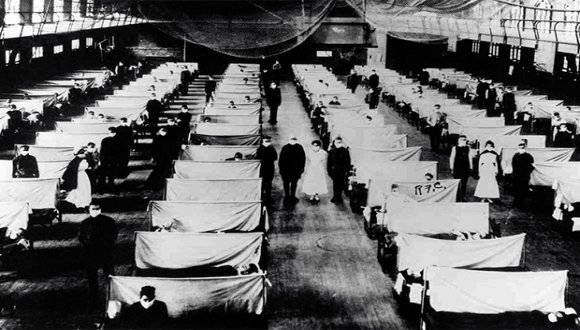 Universal History Archive/Universal Images Group via Getty Images A warehouse converted to keep infected people quarantined during the Spanish flu pandemic in Brazil